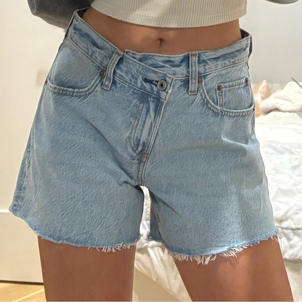 Asymmetrical Abercrombie & Fitch Light Blue Denim Shorts